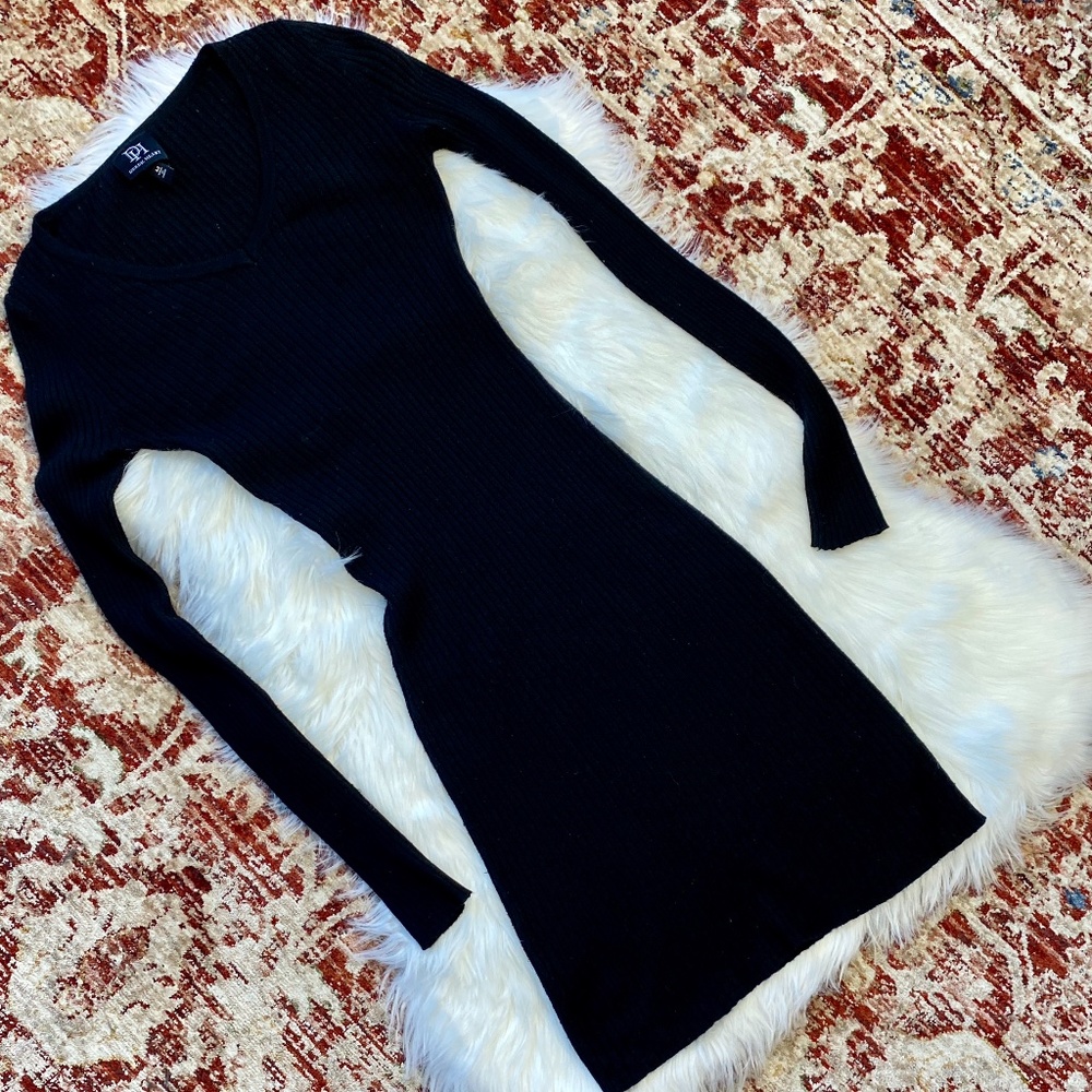 Derek Hearts Ribbed Body Con Dress